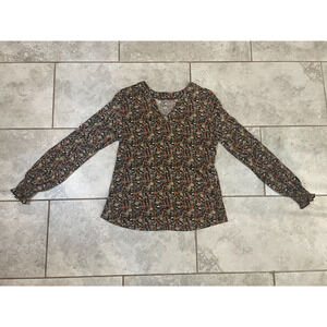 ROMANSTII Floral Blouse Womens Medium Top Boho Cotton